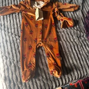 Brown Footed One Piece with Woodland Pattern